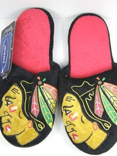 Chicago Blackhawks NHL 2011 Big Logo Two Tone Hard Sole Slippers - M