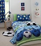 IMAGE OF SOCCER BLUE TWIN BED QUILT COVER DUVET SET
