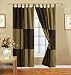 Solid Mocha and Brown Micro Suede Patchwork Tap Top Window Curtain / Drape Set