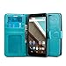Nexus 6 Case, J&D [Stand View] Nexus 6 Wallet Case [Leather Folio] [Stand Feature] Premium Protective Wallet Case Genuine Leather Case for Goole Nexus 6 (Aqua)