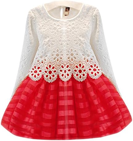 Christmas Gift for Little Girl's Long Sleeve Princess Dress Party Dress Skirt (2T Red)