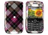 Blackberry 8520 Curve Crystal Case Hot Pink Diagonal Check (T-mobile)