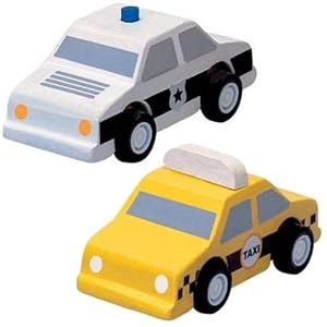 City Taxi & Police Cars by Plan Toys
