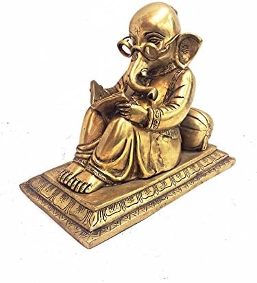 Brass Handcrafted Beautiful And Unique Lord Ganesh With Spectacles Statute Showpiece Figurine
