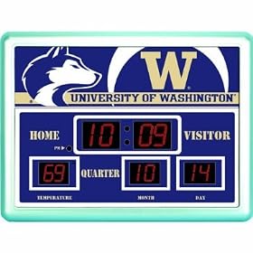 Washington Huskies Scoreboard Clock Thermometer NFL Football Fan Shop Sports Team... from Thermometer Clocks