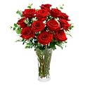 One-Dozen Red Rose Bouquet with Vase