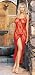 Spaghetti Strapped Butterfly Lace Long Gown Sexy Lingerie - One Size in Red