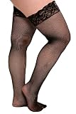 Torrid Plus Size Black Lace-Top Fishnet Thigh-High