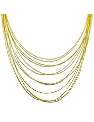 18 Karat Yellow Gold Over Sterling Silver Multi-layered Curb Adjustable Necklace