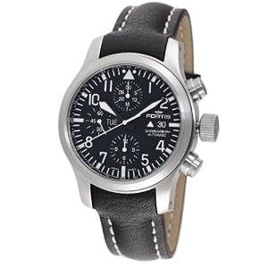 Fortis Men's 656.10.11L.01 B-42 Flieger Automatic Chronograph Black Dial Watch