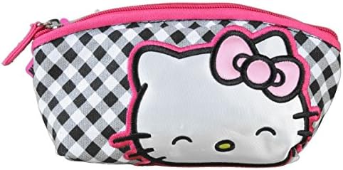 Hello Kitty Gingham Bow Cosmetic Case Makeup Pouch Accessory Bag