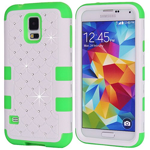 Galaxy S5 Case, KAMII 3 Layers Verge Hybrid Soft Silicone Hard Plastic Triple Quakeproof Drop Resistance Protective Case Cover for Samsung Galaxy S5 (White Green) Galaxy S5 Case, KAMII 3 Layers Verge Hybrid Soft Silicone Hard Plastic Triple Quakeproof Drop Resistance Protective Case Cover for Samsung Galaxy S5 (White Green)