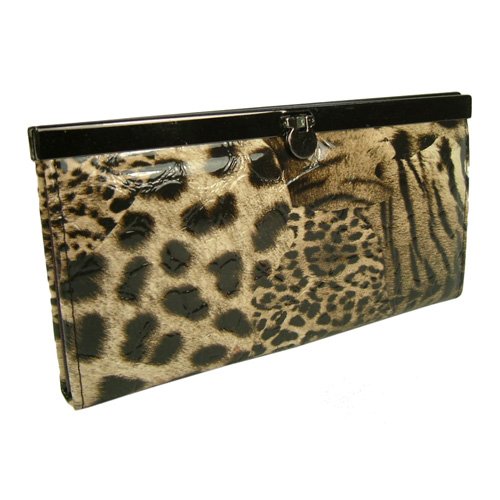 Mixed Jungle Cat Print Accordion Clutch Womens Wallet (Cream) Mixed Jungle Cat Print Accordion Clutch Womens Wallet (Cream)