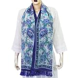 Handprinted Square Silk Scarves For Women 22 X 72 Inches