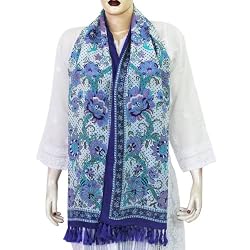Handprinted Square Silk Scarves For Women 22 X 72 Inches