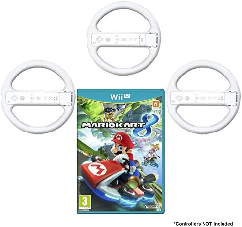 Wii U Mario Kart Game Bundle with 3 Wii Wheels-White