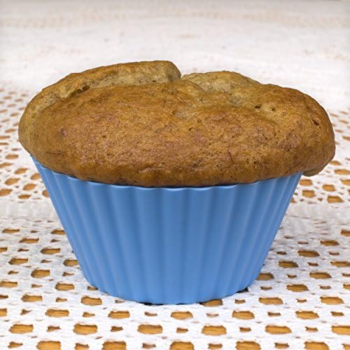 Silicone Cupcake Liners - Set Of 12 Premium Reusable Baby Blue Muffin Baking-Cups In Container.