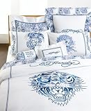 Ed Hardy Blue and White Tiger Bedding Set
