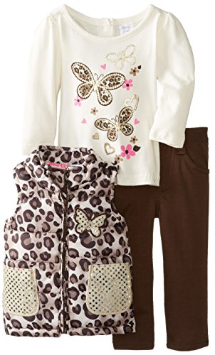 Young Hearts Baby-Girls Infant 3 Piece Love Leopard Vest And Pant Set