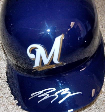 Milwaukee Brewers Ryan Braun Autographed / Signed Batting Helmet - Autographed MLB Helmets and Hats