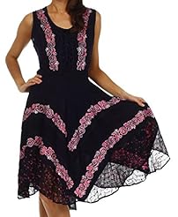 Shirred Embroidered Lace-Up Jacquard Rayon Corset   Waistline  Dress
