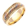 18K Handmade Tri-Color Gold Braided Comfort Fit Wedding Band Width 7.0mm - Size: 5-13