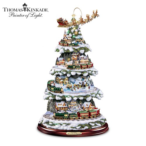 Thomas Kinkade Wonderland Express Animated Tabletop Christmas Tree With Train by Hawthorne Village price