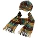 Ladies Winter Tartan Plaid Newsboy Cap Hat Softer Cashmere? Scarf Gift Set Teal