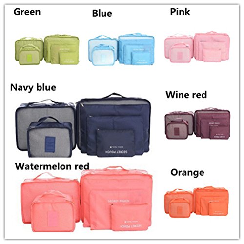 Hugesaving 6pcs Travel Organizers Packing Cubes Pouches Travel Storage Bag
