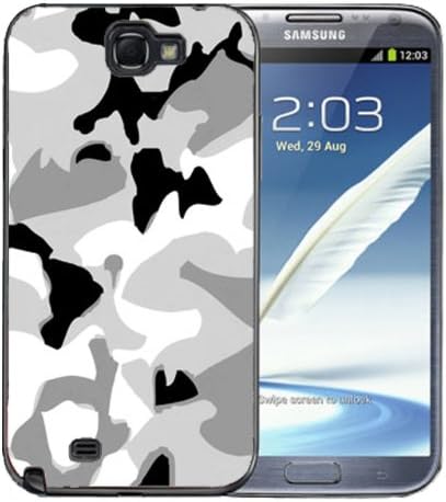 Samsung Galaxy Note 2 Black Rubber Silicone Case - Arctic Digi Camo camoufladge snow
