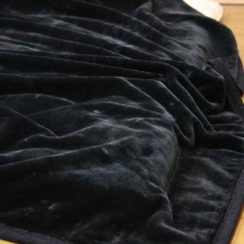 【ブラック】なめらかタッチのフランネルニューマイヤー毛布　ダブルサイズ　180x210cm