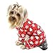 Klippo Penguins & Snowflake Flannel Dog Pajamas/Bodysuit/Loungewear - Red - SMALL