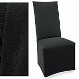Stretch Pique Raven Black Set of four Dining Chair Covers 710
