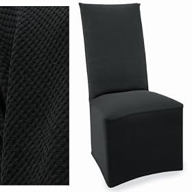 Stretch Pique Raven Black Set of four Dining Chair Covers 710 by SlipcoverShop