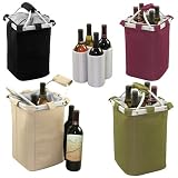 Picnic Time Metro Quattro Collapsible, Insulated 4-Bottle Tote w/ Aluminum Frame (Burgundy)