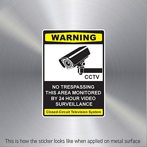 Sticker No Trespassing This Area Monitored By 24 Hour Video Surveillance Vi (4 X 2.86 In)