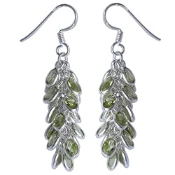 Sterling Silver Peridot Drop-Earrings 2 Inches