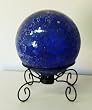 Royal Blue Mosaic Glass Gazing Globe with Black Wrought Iron Stand