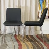 Baxton Studio Fletcher Bonded Leather Modern Dining Chair in Black Matte (Set of 2)