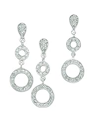 Sterling Silver CZ Circle Earring and Pendant Set