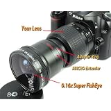 Bower 0.16x Super FishEye Lens w/MACRO for Nikon dSLR +18-55mm