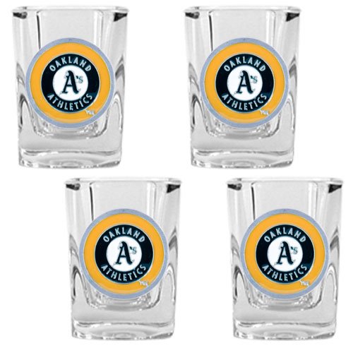 Oakland Athletics MLB 4pc Square Shot Glass Set