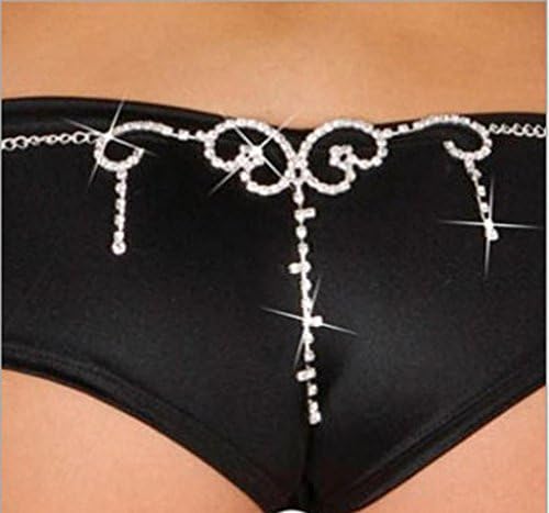 Tqmarket New Sexy "Angel Wings" Silver Rhinestone Belly Waist Lower Back Chain