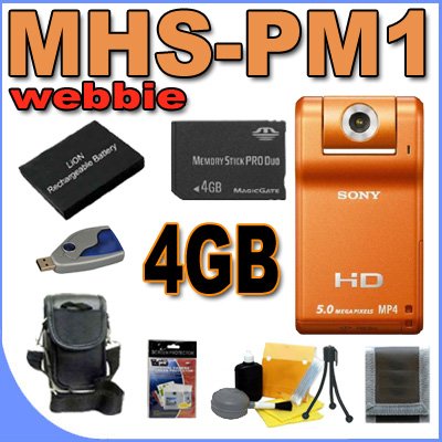 Sony Webbie MHS-PM1 HD Camcorder (Orange) 4GB BigVALUEInc Accessory Saver BK1 Battery Bundle Sony Webbie MHS-PM1 HD Camcorder (Orange) 4GB BigVALUEInc Accessory Saver BK1 Battery Bundle