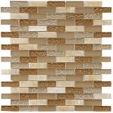 Sierra Subway Amber 11 3/4 x 11 3/4 Inch Glass and Stone Mosaic Wall Tile (10 Pcs/9.6 Sq. Ft. Per Case,  Standard Shipping)