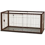 Richell Expandable Pet Crate with Floor Tray, Medium, Dark Brown