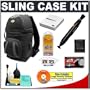 Zeikos Deluxe Sling SLR Camera Backpack (Black) + Accessory Kit for Canon Rebel XSi, XS, T1i, XTi, 40D, 50D, Nikon D40, D60, D5000, D90, D300, D700, Olympus Evolt E-30, E-450, E-520, E-620, and Sony Alpha A200, A300, A350, A700 Digital SLR Cameras