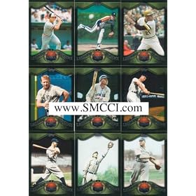 2009 Topps Baseball Legends of the Game Series #1 (Cards #1-#25) Complete Mint 25 Card Insert Set. Loaded with Baseball Greats Including Babe Ruth, Cy Young, Honus Wagner, Ty Cobb, Walter Johnson, Tris Speaker, Rogers Hornsby, Jimmie Foxx, Lou Gehrig, Jackie Robinson, Pee Wee Reese, Roy Campanella, Ted Williams, Roger Maris, Bob Gibson, Mickey Mantle, Roberto Clemente, Thurman Munson, Carl Yastrzemski, Nolan Ryan and Cal Ripken.