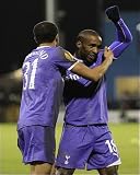 Photographic Prints of Jermain Defoe celebrates after scoring in the 4-0 win over Shamrock Rovers from Tottenham Hotspur