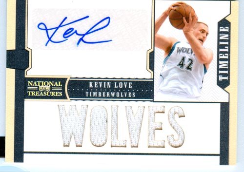 2011 Playoff National Treasures Authentic Kevin Love Autograph 6 Patch Game Worn Jersey Card #'d 30/30